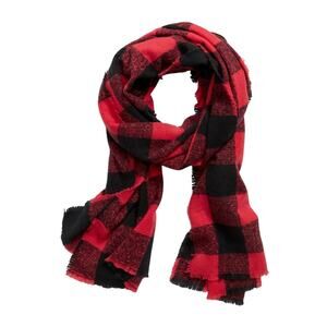 Old Navy Flannel Scarf Red Black Buffalo Plaid Women's One Size Soft Brushed NWT